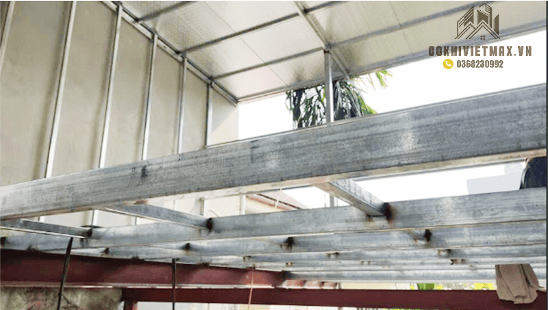 thi công sàn gác lửng khung thép