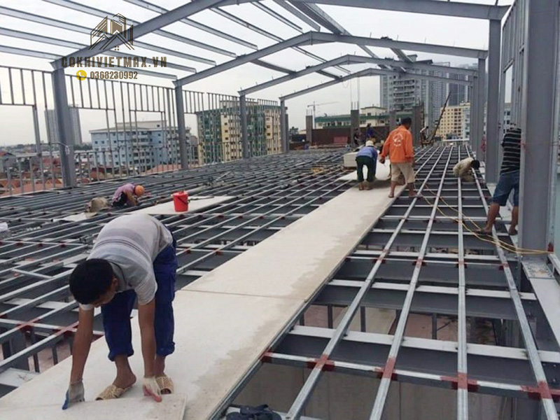 thi công sàn gác lửng khung thép