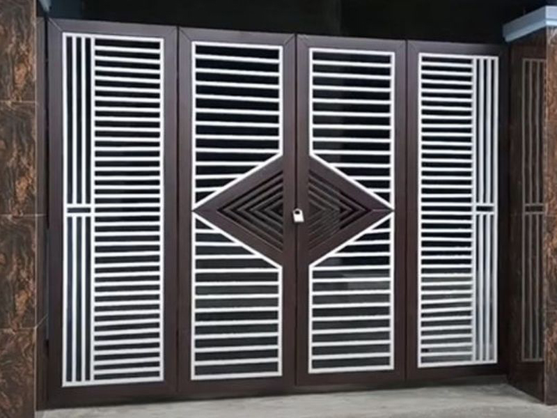 Mẫu Cổng Sắt 4 Cánh sắt hộp đẹp