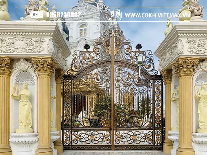 Mẫu cửa sắt 2 cánh hoa văn uốn nghệ thuật