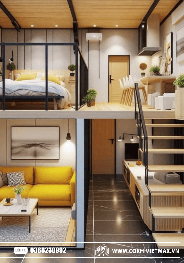 Cầu Thang Sắt Kết Hợp Gỗ