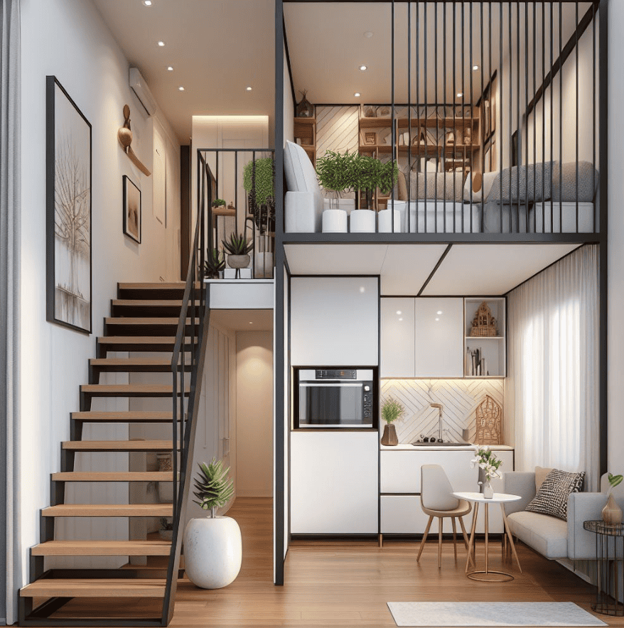 Mẫu Cầu Thang Gác Lửng Đẹp Phổ Biến Hiện Nay