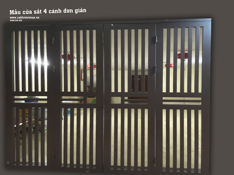 Mẫu cửa sắt 4 cánh đơn giản