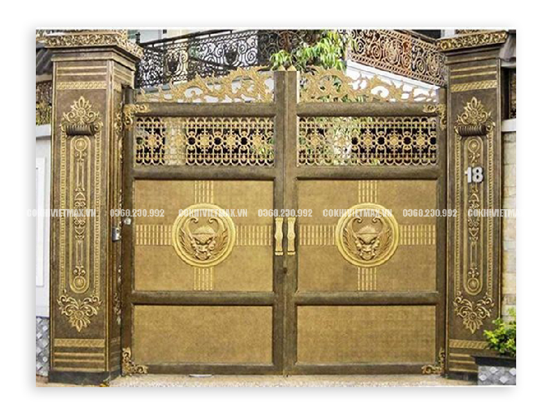 Mẫu cổng nhôm đúc hiện đại cho nhà phố