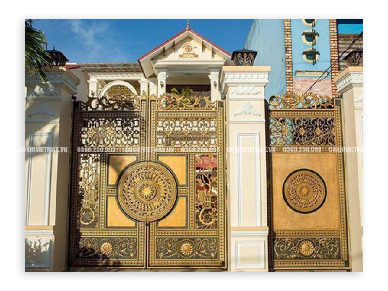 Mẫu cổng nhôm đúc hiện đại cho nhà phố